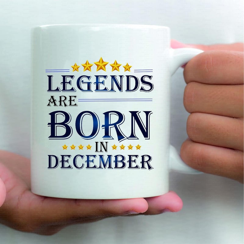 PICRAZEE PICRAZEE Legends are Born in December Happy Birthday Gift Combo Set 1 Printed 12 x 12 Satin Cushion with Filler 1 Coffee Mug 1 Key Ring December CMK - Image 3