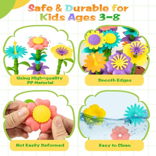 Funsland Flower Garden Building Toys for Girls 272 PCS Kids Gardening Kit Set Gifts for 3 4 5 6 7 Year Old Toddler - Image 5