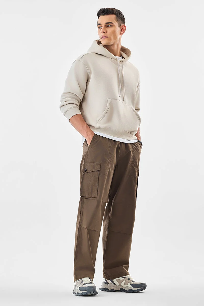 Snitch Brown 6 Pocket Loose Fit Cargo Pants for Men | Best Price UAE