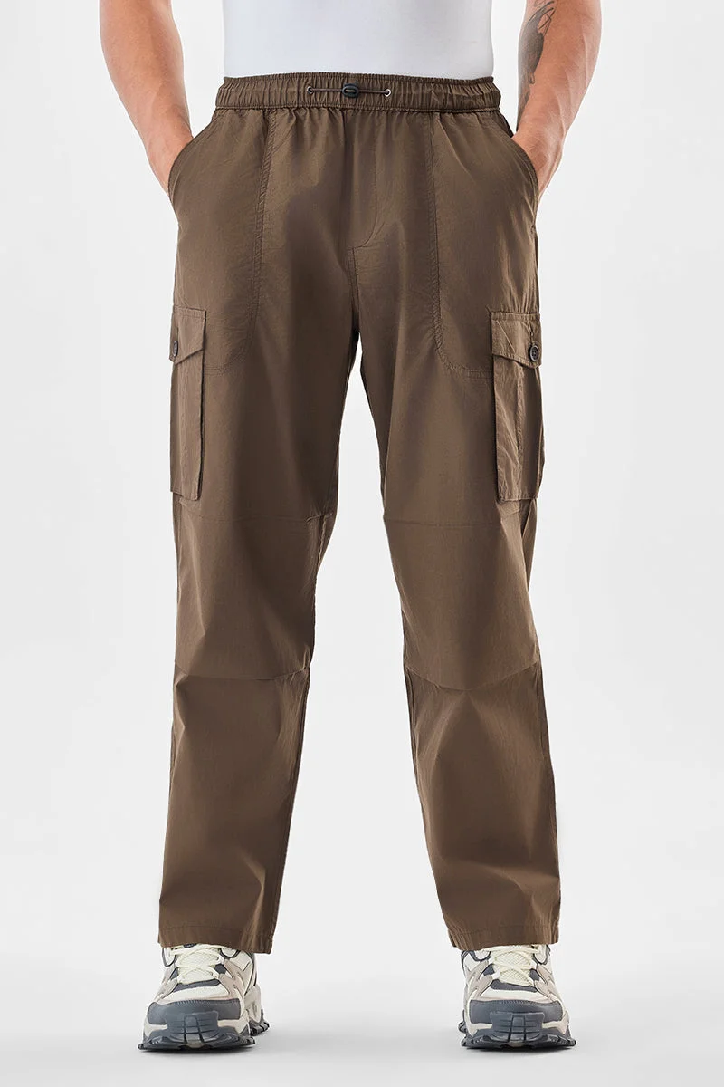 Snitch Brown 6 Pocket Loose Fit Cargo Pants for Men | Best Price UAE