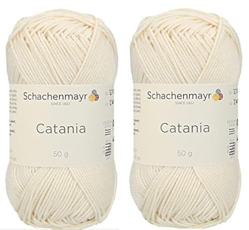 Set of 2 Skeins SMC Catania Originals 100 Mercerized Cotton Yarn Total 352 Oz Each 176 Oz 50g 136 Yrds 125 m Amigurumi Yarn FineSport 2 130 Cream - Image 1