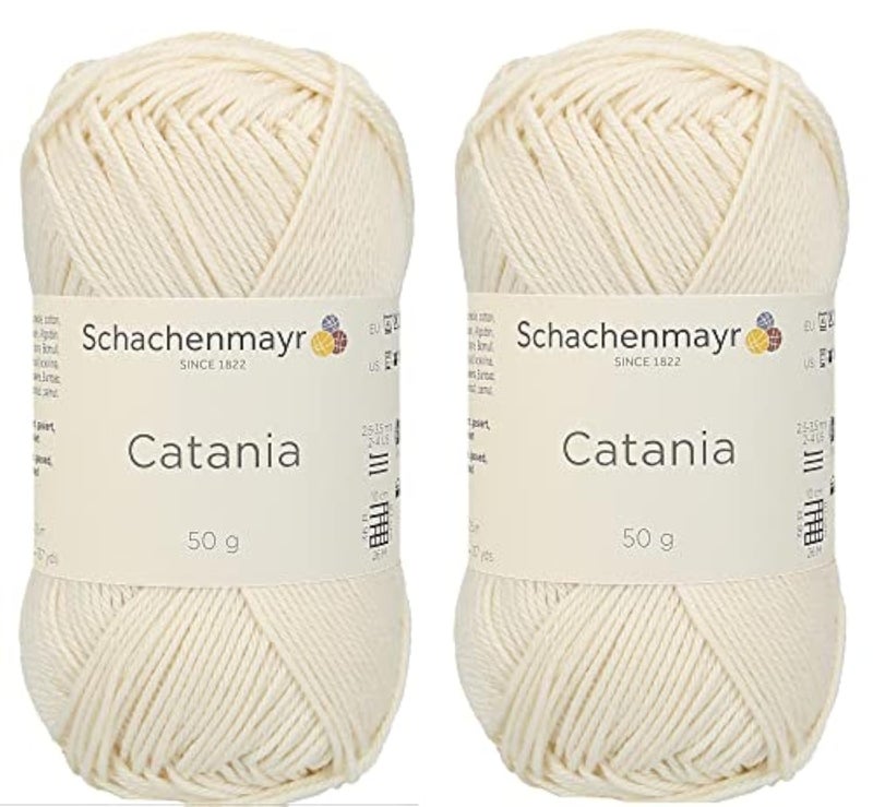 Set of 2 Skeins SMC Catania Originals 100 Mercerized Cotton Yarn Total 352 Oz Each 176 Oz 50g 136 Yrds 125 m Amigurumi Yarn FineSport 2 130 Cream - Image 3