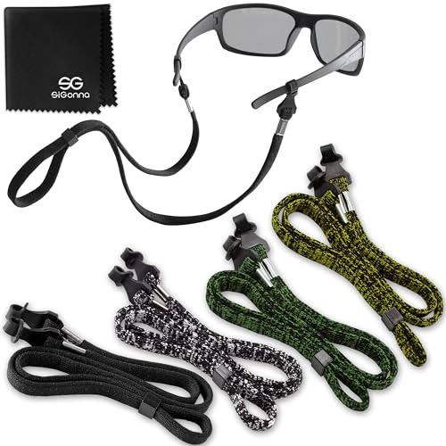 SIGONNA Eye Glasses String Holder Strap - Eyeglass Straps Cords for Men Women - Eyeglass Holders Around Neck - Sunglasses String Chain Lanyard Retainer - 4 Pcs Green Yellow - Image 1