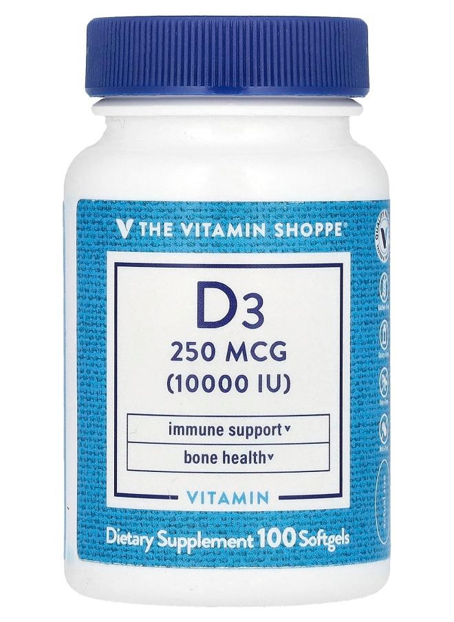 The Vitamin Shoppe - Vitamin D3 250 mcg (10000 IU) 100 Softgels - Image 1