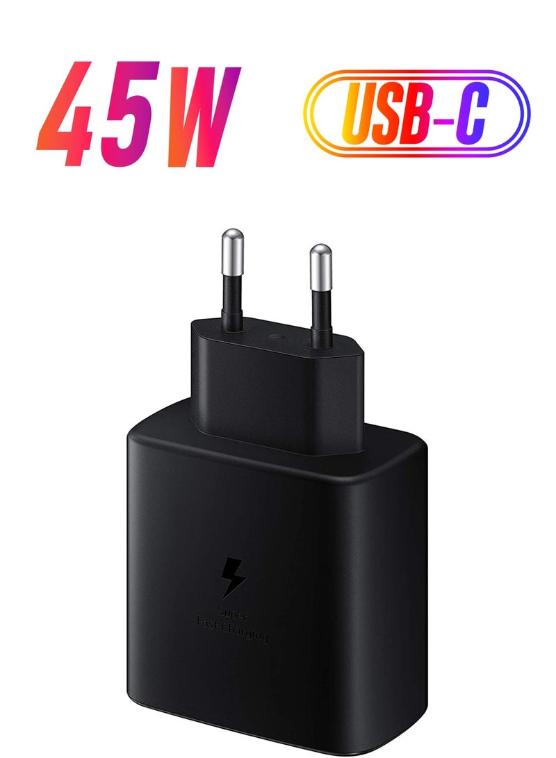 45W PD Fast Charge Travel Adapter with USB-C to USB-C Cable Black - Image 1