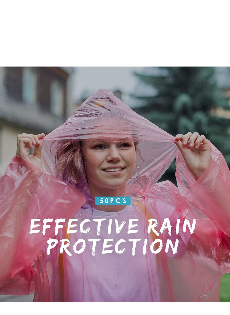 SYOSI - Rain Ponchos for Adults Disposable 36 PCS 3colors Plastic Raincoats for Men Women Family Rain Ponchos with Drawstring Hood  Disposable Emergency Ponchos  Perfect for Camping Hiking  Travel - Image 1