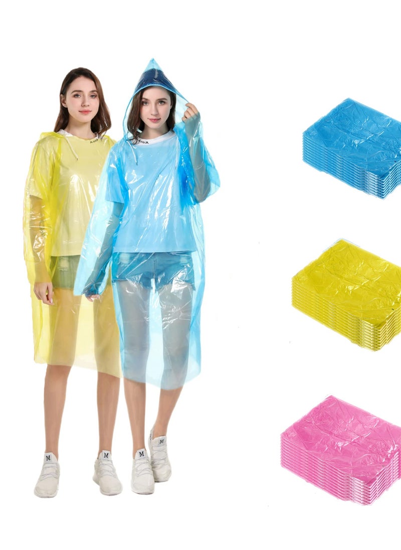 SYOSI - Rain Ponchos for Adults Disposable 36 PCS 3colors Plastic Raincoats for Men Women Family Rain Ponchos with Drawstring Hood  Disposable Emergency Ponchos  Perfect for Camping Hiking  Travel - Image 1