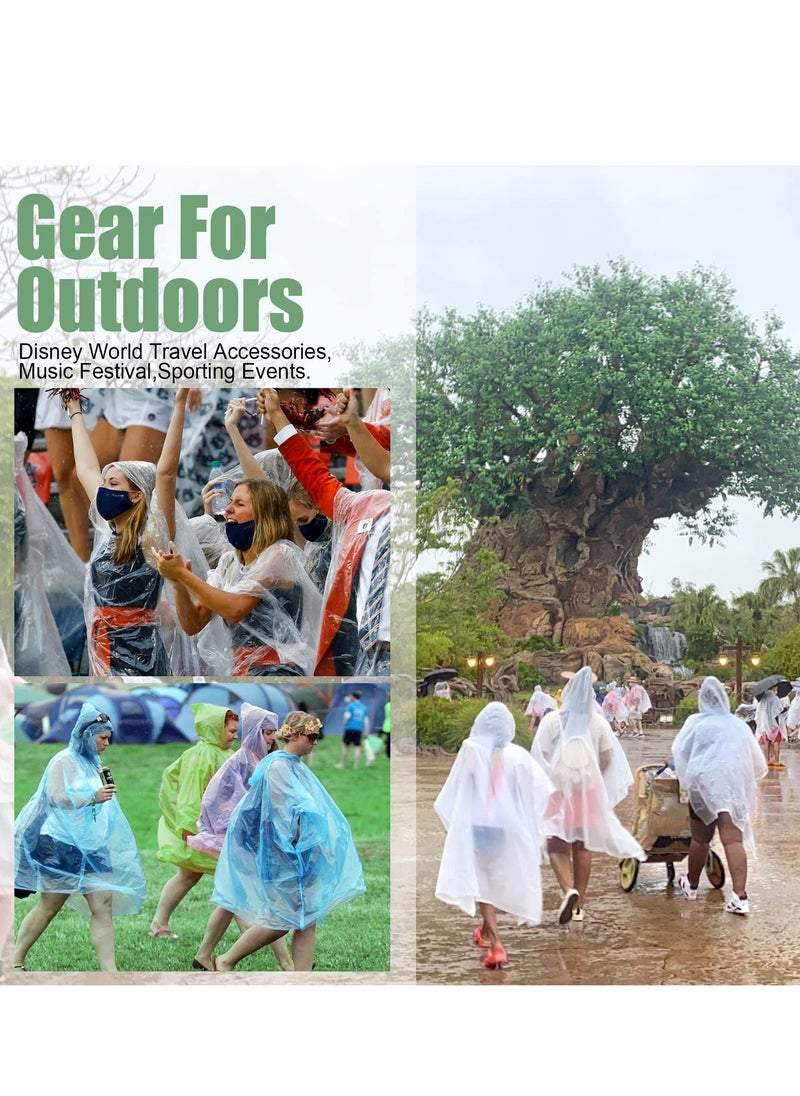 SYOSI - Rain Ponchos for Adults Disposable 36 PCS 3colors Plastic Raincoats for Men Women Family Rain Ponchos with Drawstring Hood  Disposable Emergency Ponchos  Perfect for Camping Hiking  Travel - Image 1