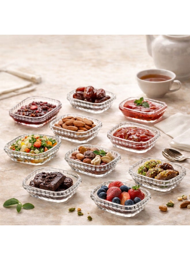 Dania ✨ Elegant 10-piece glass serving dish set – 9x7 cm | Luxurious design that highlights the beauty of serving 🍓🍯 - Image 1