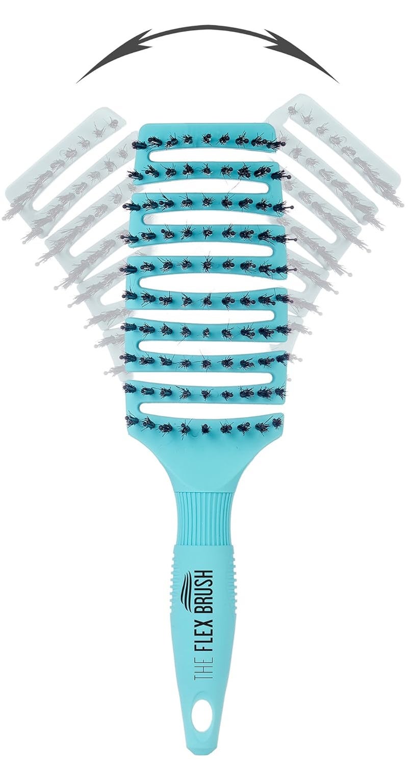 Flex Brush  Vented Hair Brush XL for Blow Drying Flexible Bristle Flex Brush for Women  Kids Detangling Massages Scalp for Hair Growth Lightweight for Faster Drying Blue