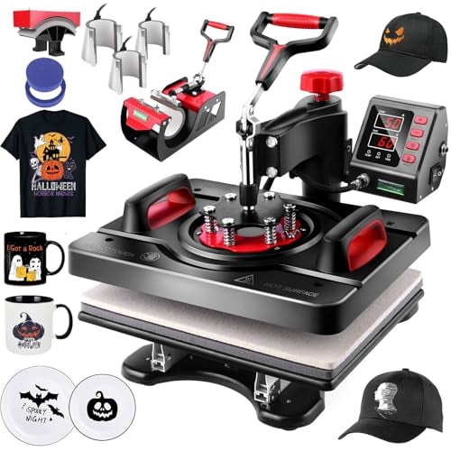 WHUBEFY Heat Press, 15x12 Inch 8 in 1 Shirt Press Multifunction Combo 360° Swing Away Digital Printing Heat Transfer Sublimation Machine Vinyl Heat Press Machine for T Shirts, Cap, Mug, Plate, DIY - Image 1