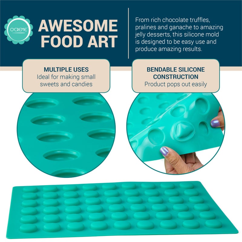 O'Creme O’Creme Round Gummy Candy Silicone Mold for Chocolate Truffles, Ganache, Jelly, Candy, Pralines, and Caramels - Image 3
