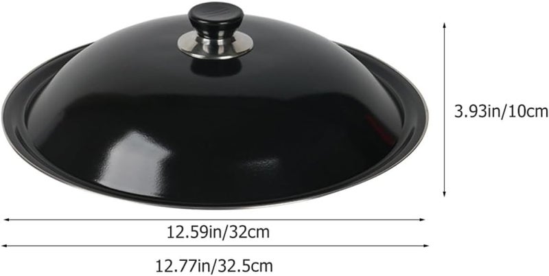 SHOWERORO Universal Enamel Pan Lid 32cm with Handle, Anti-scald Pot Cover for Wok and Frying Pan, Lightweight Sturdy Cookware Lid for Home Kitchen Use - Image 2