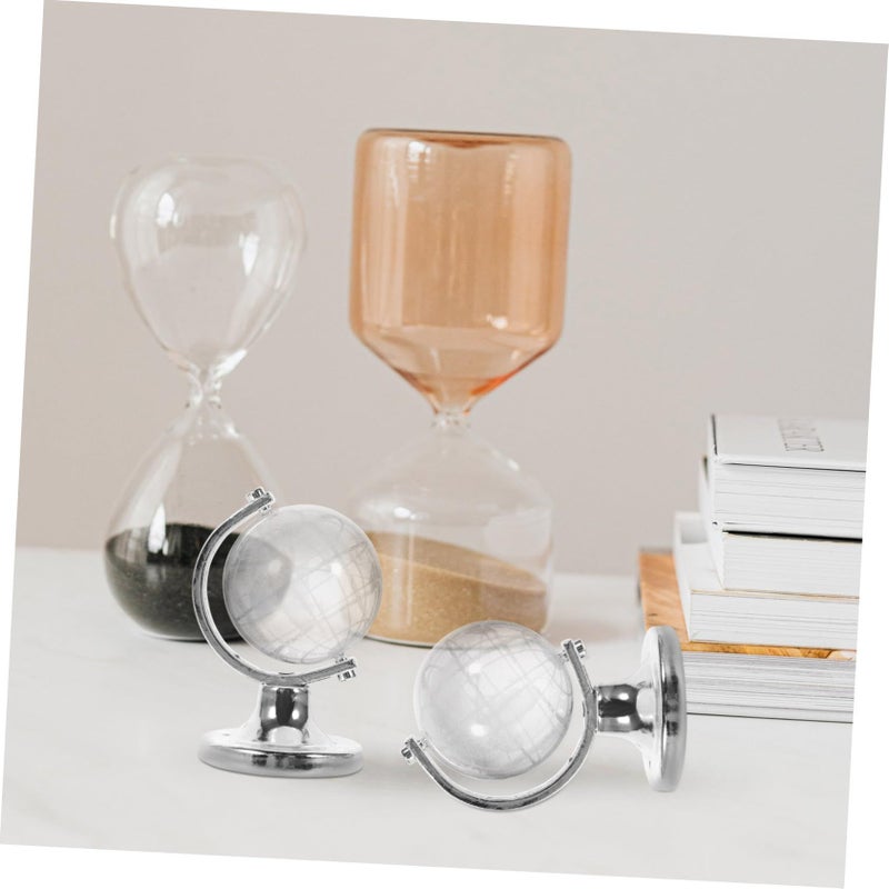 Rotating Crystal Glass Globe with Base 2pcs Set for Car Home Office Desk Decor - Image 4