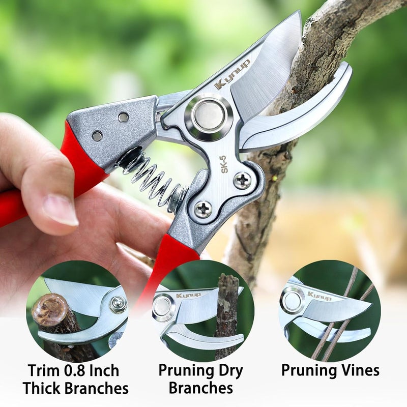 Kynup Pruning Shears, Gardening Scissors, Pruners for Gardening, Heavy Duty Garden Tools, Garden Grass Clippers Hand Hedge Shears, (Red) - Image 4