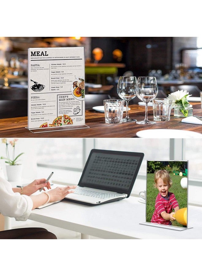 Shuban Acrylic Sign Holder Table Sign Holder Double Sided T Shape Clear Plastic Desktop Display Holder Vertical Menu Stand Sign Holders for School, Office, Hotel, Party (04 X 6 Inch -4Pcs) - Image 4