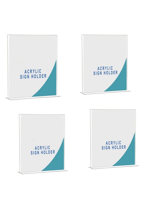 Shuban Acrylic Sign Holder Table Sign Holder Double Sided T Shape Clear Plastic Desktop Display Holder Vertical Menu Stand Sign Holders for School, Office, Hotel, Party (04 X 6 Inch -4Pcs) - Image 1