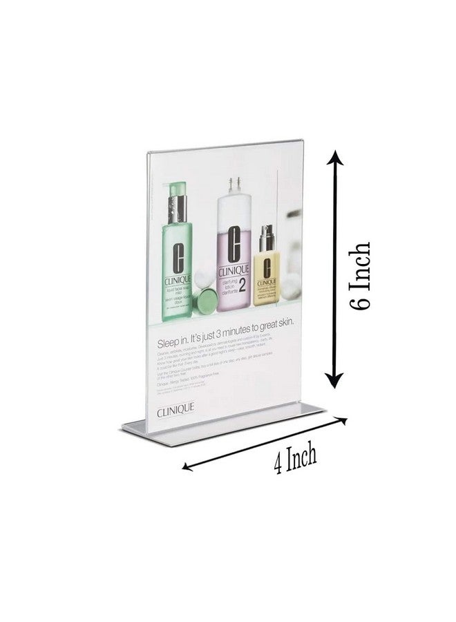 Shuban Acrylic Sign Holder Table Sign Holder Double Sided T Shape Clear Plastic Desktop Display Holder Vertical Menu Stand Sign Holders for School, Office, Hotel, Party (04 X 6 Inch -4Pcs) - Image 2