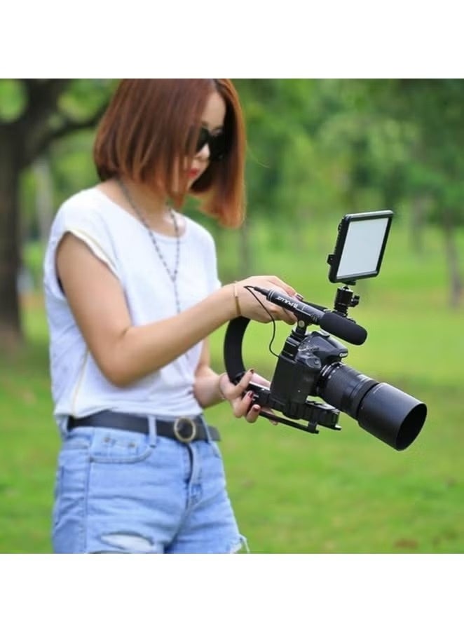 حامل فيديو محمول على شكل حرف U، مثبت كاميرا، طقم إضاءة LED، طقم تصوير فيديو، طقم أدوات مدوني الفيديو، ميكروفون - Image 3