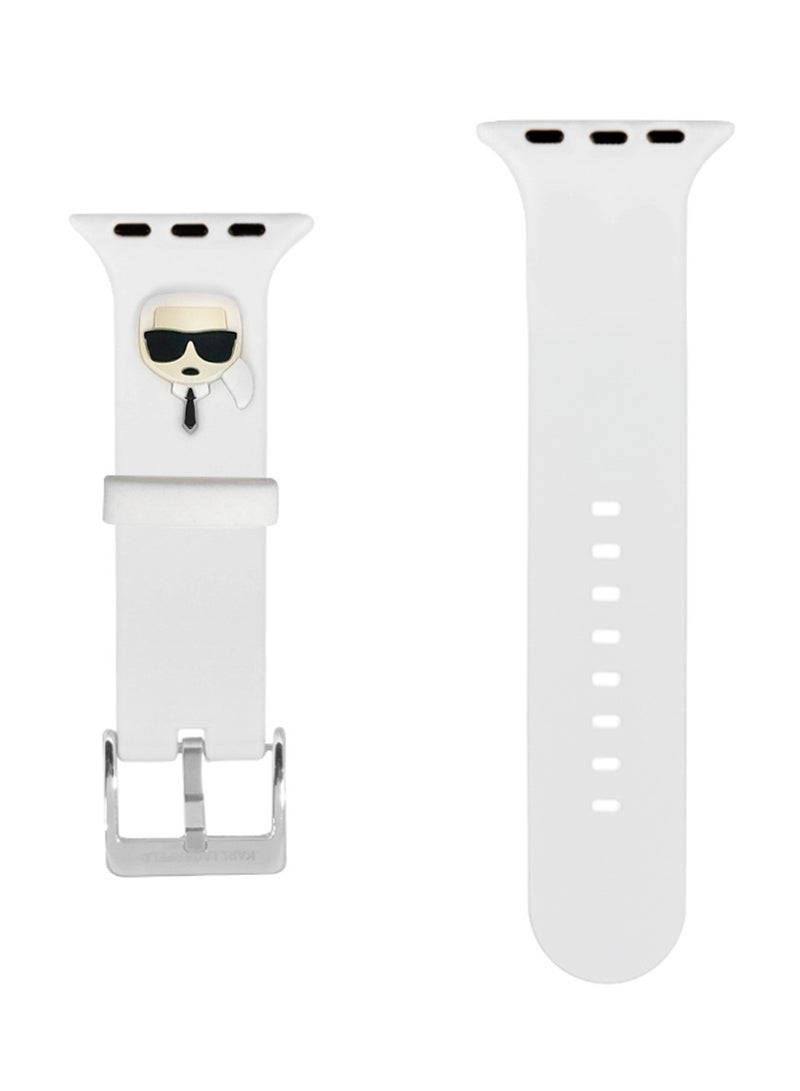 كارل لاغرفيلد حزام سيليكون بشعار كارل هيد لساعة أبل 38/40 ملم - أبيض - Image 2