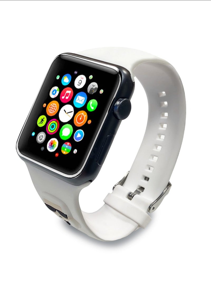 كارل لاغرفيلد حزام سيليكون بشعار كارل هيد لساعة أبل 38/40 ملم - أبيض - Image 3