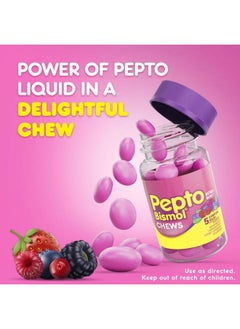 Pepto Bismol Chews, Fast and Effective Digestive Relief from Nausea, Heartburn, Indigestion, Upset Stomach, Diarrhea, Berry Mint Flavor, 72 Total (3 Packs of 24)  - Image 4