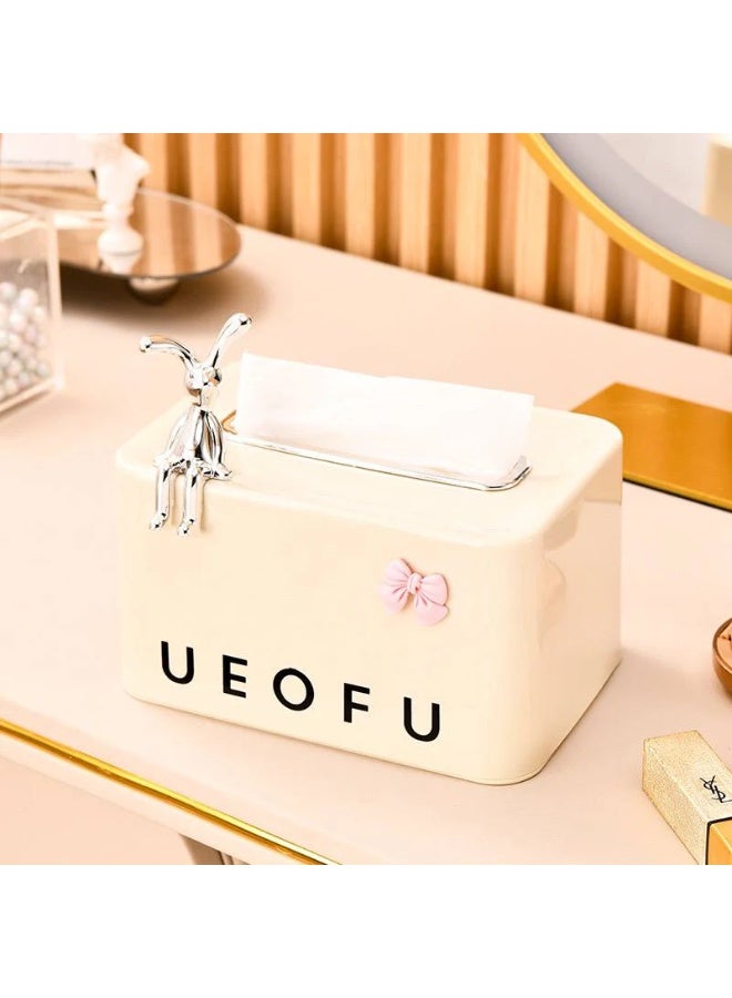 Generic Cute Bunny Tissue Box Cover – Adorable Animal Tissue Dispenser for Home, Car, Office & Nursery | Soft Plush Tissue Holder for Standard Tissue Packs  - Image 2