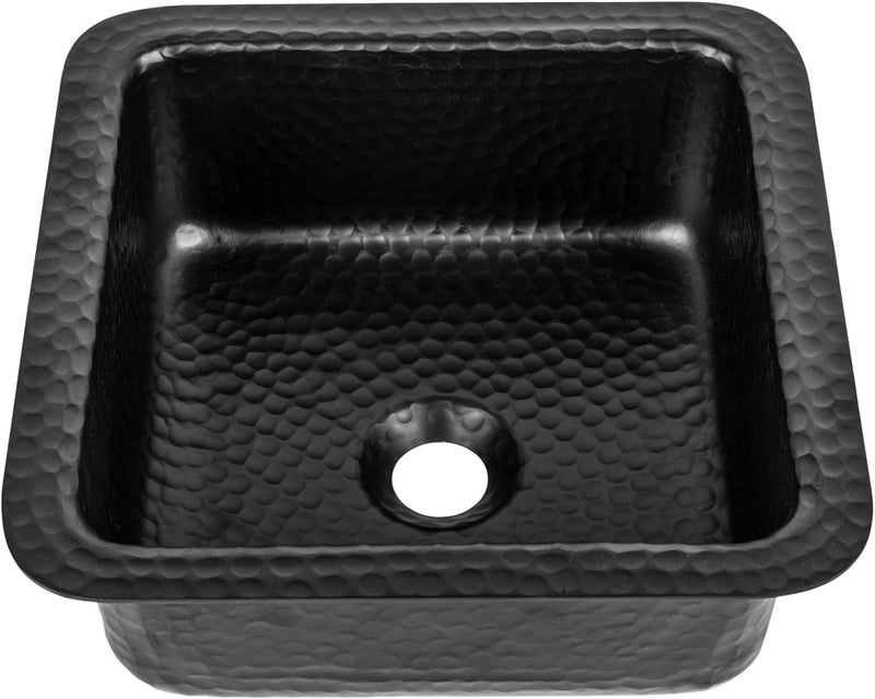 Monarch Abode 12-inch Hand Hammered Matte Black Aluminum Glasgow Dual Mount Drop in Bar Prep Sink, Drop in or Undermount Kitchen Sink, Single Dual Mount Bowl - Image 1