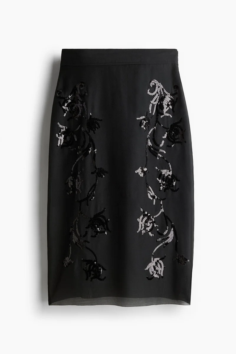 H&M Sequined organza skirt