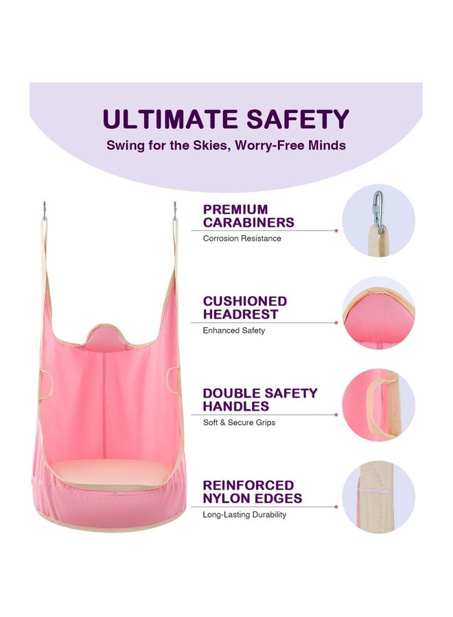 يُسلِّم كرسي أرجوحة للأطفال مُحسّن مع وسادة قابلة للنفخ - أرجوحة معلقة للاستخدام الداخلي والخارجي، أرجوحة حسية للأطفال (وردي) - Image 2