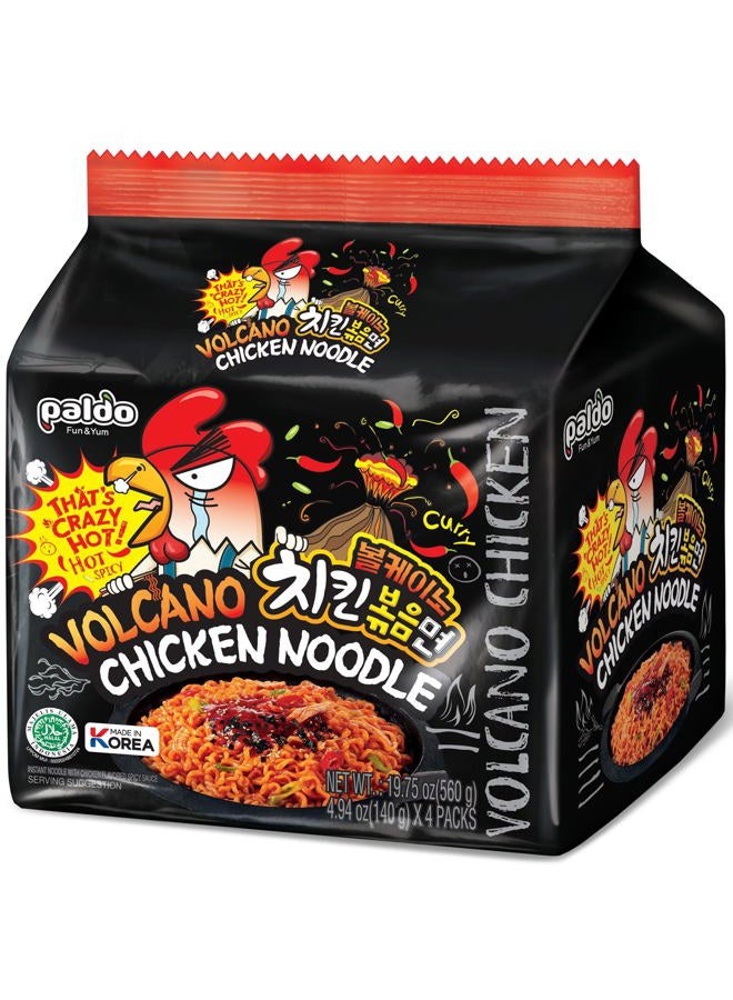 PALDO FUN & YUM Volcano Chicken Noodle 140 Grams x 4 Packs, Multi Color - Image 1