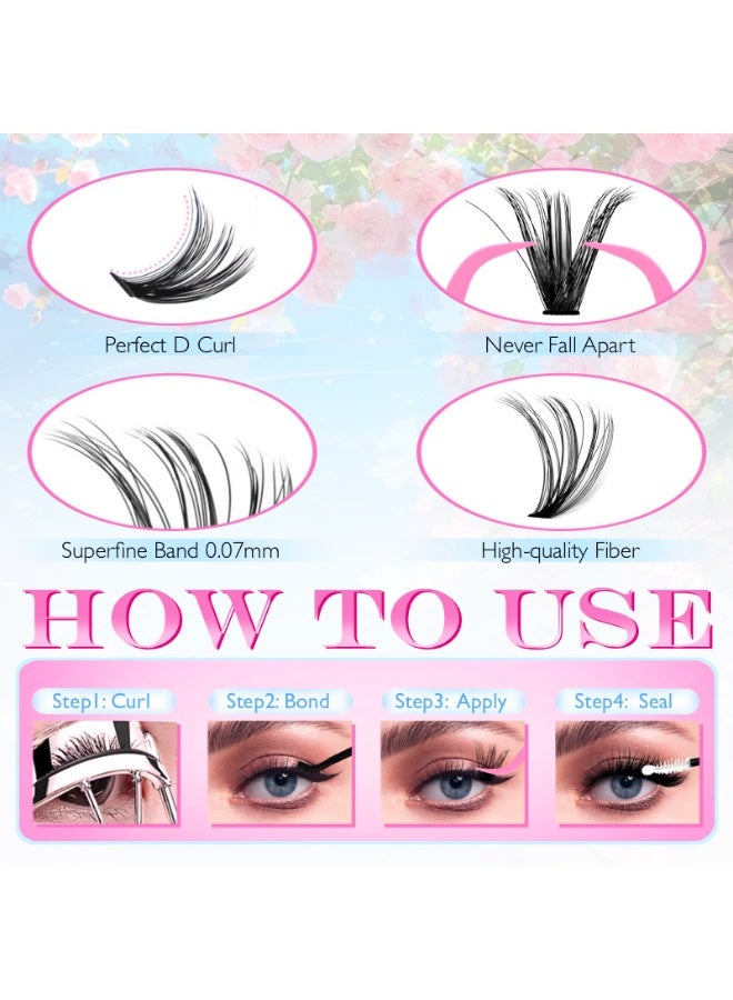 Bond 4 Styles DIY False Eyelashes Kit, 600 Clusters Mixed Individual Voluminous Lashes Including 30D Lashes 40D Lashes 50D Lashes  Colored Lashes, Eyelash Extension Kit for Daily Makeup and Special Occasions - Image 3