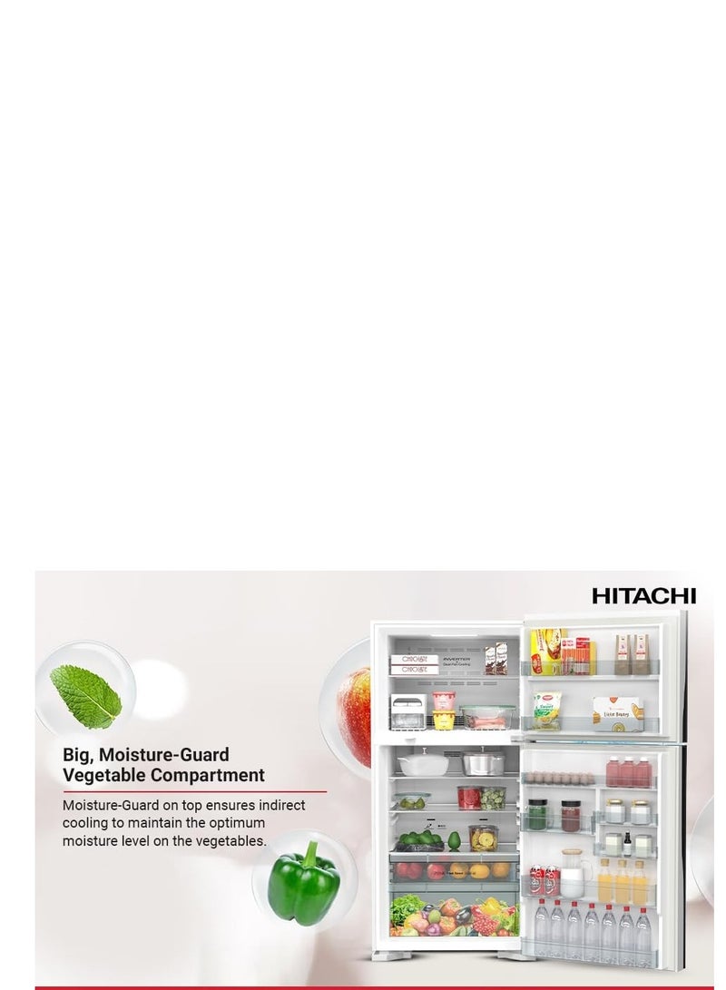 HITACHI Refrigerator, 2 Doors, 19.4 Cu. Ft, 549 L R-V725PS7K-1PWH(ME) White - Image 3
