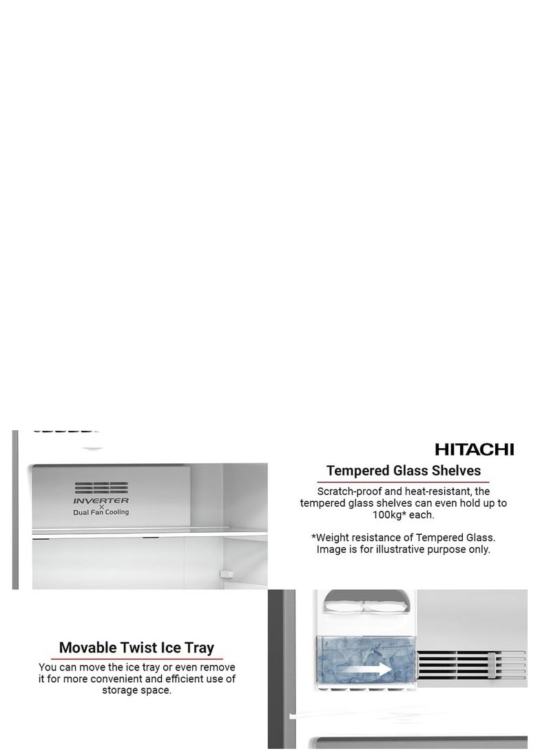 HITACHI Refrigerator, 2 Doors, 19.4 Cu. Ft, 549 L R-V725PS7K-1PWH(ME) White - Image 4