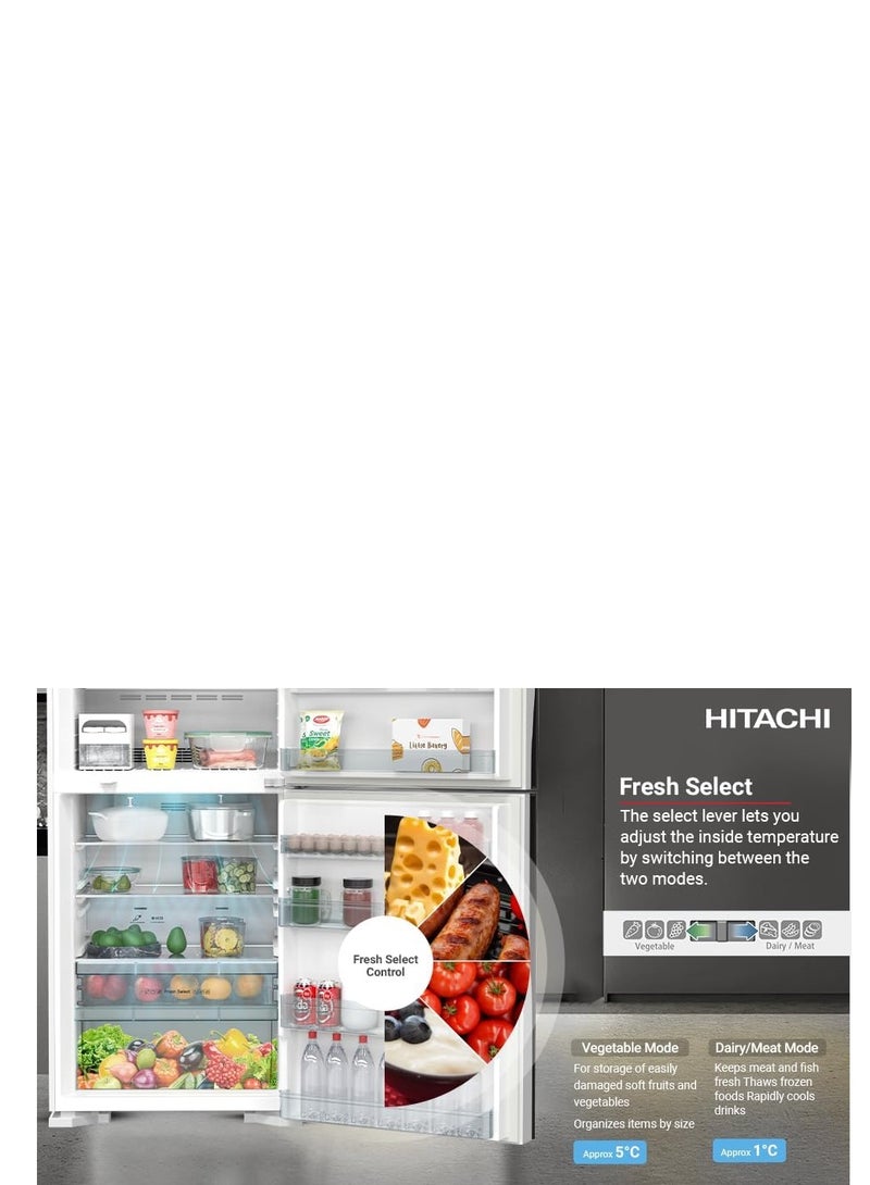 HITACHI Refrigerator, 2 Doors, 19.4 Cu. Ft, 549 L R-V725PS7K-1PWH(ME) White - Image 5