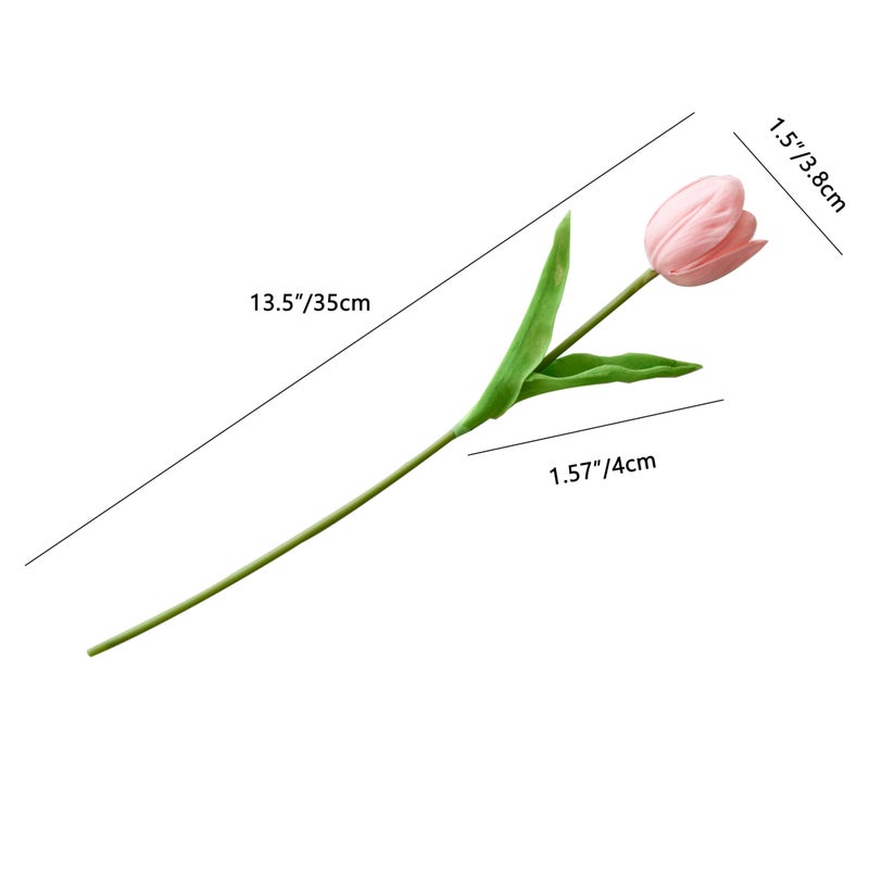 Mandy's Artificial Tulips 12 Stems Light Pink Partially Open PU Faux Flowers for Valentine's Day and Easter Wedding Home Decor 13.5 Inch - Image 2