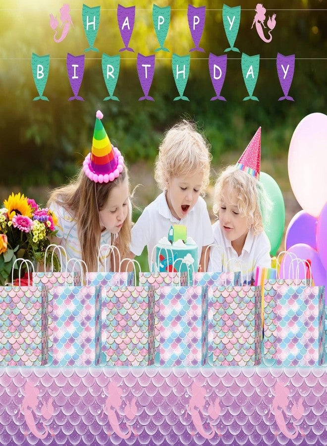 W WINTMING مجموعة W WINTMING المكونة من 20 قطعة من أكياس هدايا بتصميم حراشف حورية البحر، أكياس ورقية ملونة بتصميم حراشف السمك، أكياس هدايا لحفلات حورية البحر، أكياس هدايا بمقابض لتزيين حفلات أعياد الميلاد وحفلات الزفاف (وردي) - Image 4