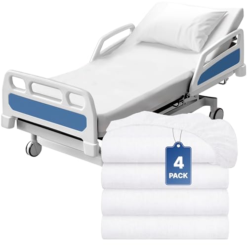 White Classic White Classic Fitted Hospital Bed Sheets Set Soft Jersey Knitted TShirt Quality 4 Pack