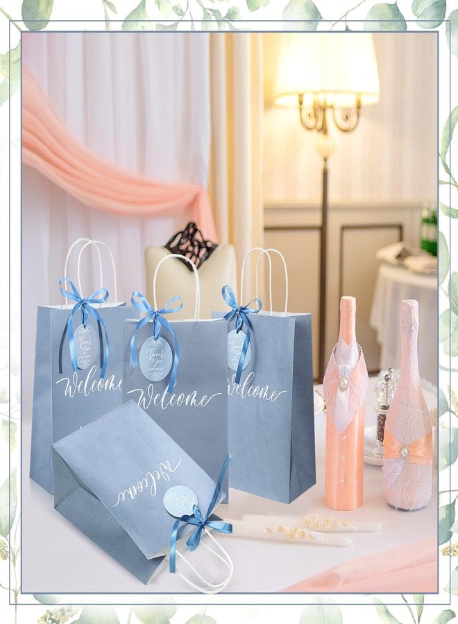 Queekay 36 Pcs Large Welcome Paper Gift Bags with Handle 10.6 x 8.3 x 4 Inches with 36 Tags Wedding Church Party Favor Bridal Gift Bags for Guest Birthday Baby Shower(Classic,Light Blue - Image 5