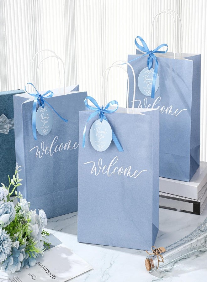 Queekay 36 Pcs Large Welcome Paper Gift Bags with Handle 10.6 x 8.3 x 4 Inches with 36 Tags Wedding Church Party Favor Bridal Gift Bags for Guest Birthday Baby Shower(Classic,Light Blue - Image 4