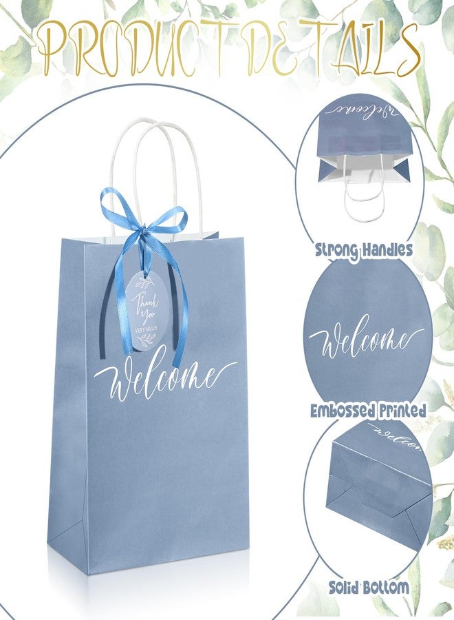 Queekay 36 Pcs Large Welcome Paper Gift Bags with Handle 10.6 x 8.3 x 4 Inches with 36 Tags Wedding Church Party Favor Bridal Gift Bags for Guest Birthday Baby Shower(Classic,Light Blue - Image 3