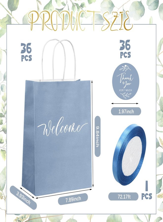 Queekay 36 Pcs Large Welcome Paper Gift Bags with Handle 10.6 x 8.3 x 4 Inches with 36 Tags Wedding Church Party Favor Bridal Gift Bags for Guest Birthday Baby Shower(Classic,Light Blue - Image 2