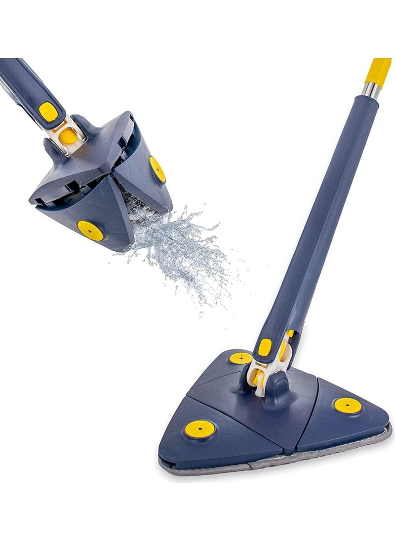 Denx 360° Rotatable Adjustable Cleaning Mop Extendable Triangle Mop with Long Handle Hand Twist Quick Dry Mop Multifunctional Microfiber Wet and Dry Mop for Floor Wall with 3 Replacement Pads  - Image 1