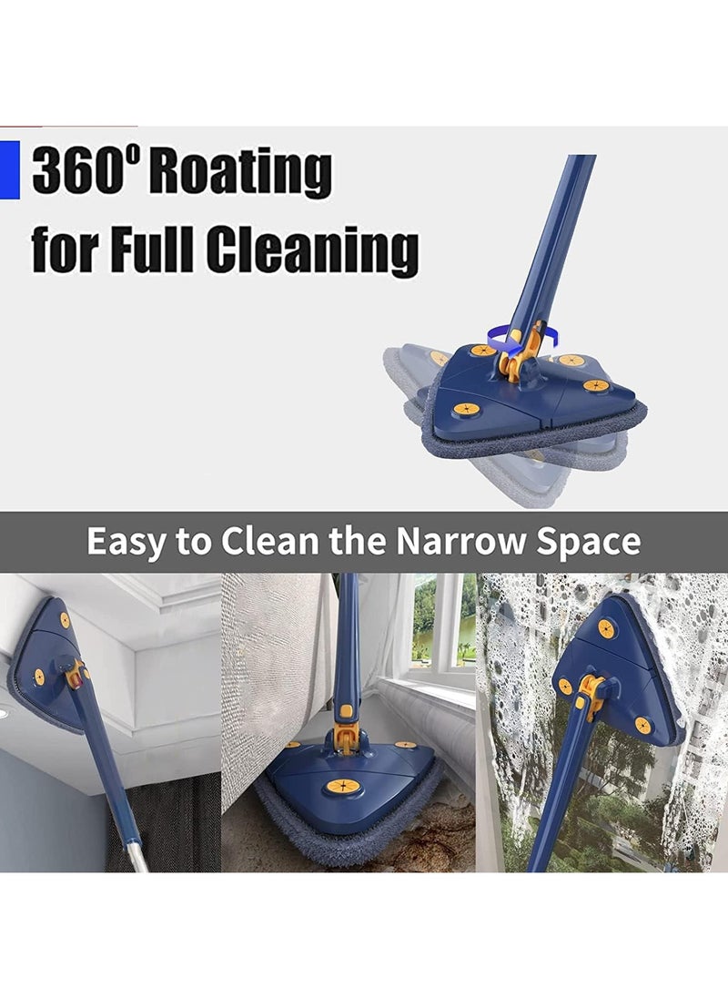 Denx - 360° Rotatable Adjustable Cleaning Mop Extendable Triangle Mop with Long Handle Hand Twist Quick Dry Mop Multifunctional Microfiber Wet and Dry Mop for Floor Wall with 3 Replacement Pads - Image 1