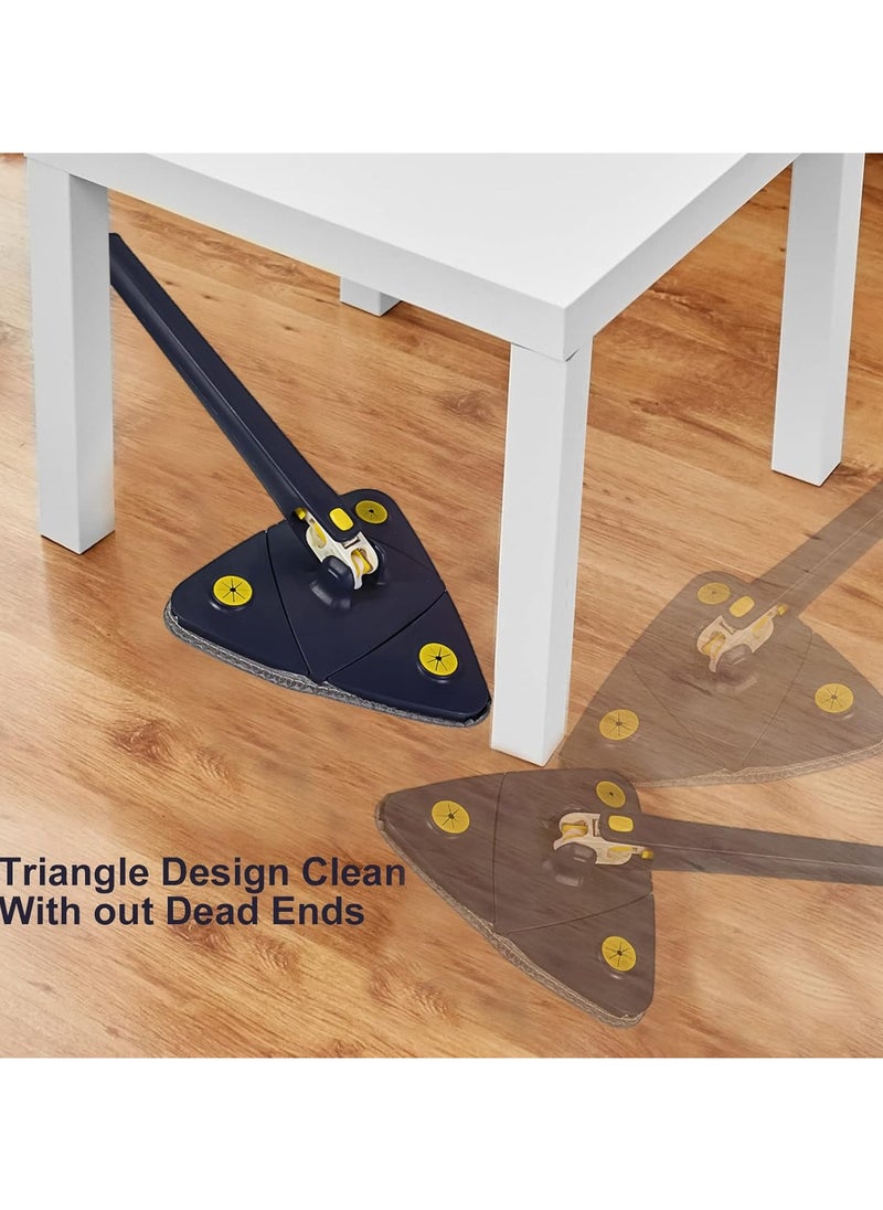 Denx 360° Rotatable Adjustable Cleaning Mop Extendable Triangle Mop with Long Handle Hand Twist Quick Dry Mop Multifunctional Microfiber Wet and Dry Mop for Floor Wall with 3 Replacement Pads  - Image 4