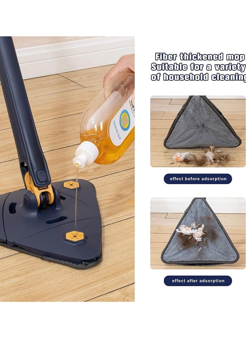 Denx 360° Rotatable Adjustable Cleaning Mop Extendable Triangle Mop with Long Handle Hand Twist Quick Dry Mop Multifunctional Microfiber Wet and Dry Mop for Floor Wall with 3 Replacement Pads  - Image 5