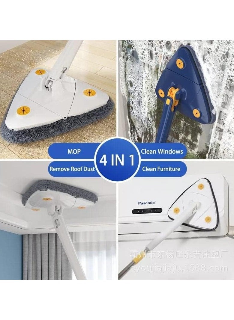 Denx - 360° Rotatable Adjustable Cleaning Mop Extendable Triangle Mop with Long Handle Hand Twist Quick Dry Mop Multifunctional Microfiber Wet and Dry Mop for Floor Wall with 3 Replacement Pads - Image 1