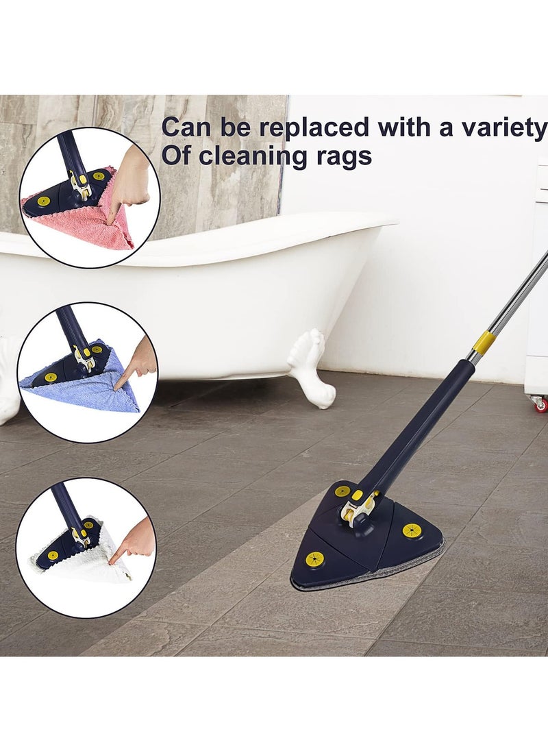Denx - 360° Rotatable Adjustable Cleaning Mop Extendable Triangle Mop with Long Handle Hand Twist Quick Dry Mop Multifunctional Microfiber Wet and Dry Mop for Floor Wall with 3 Replacement Pads - Image 1
