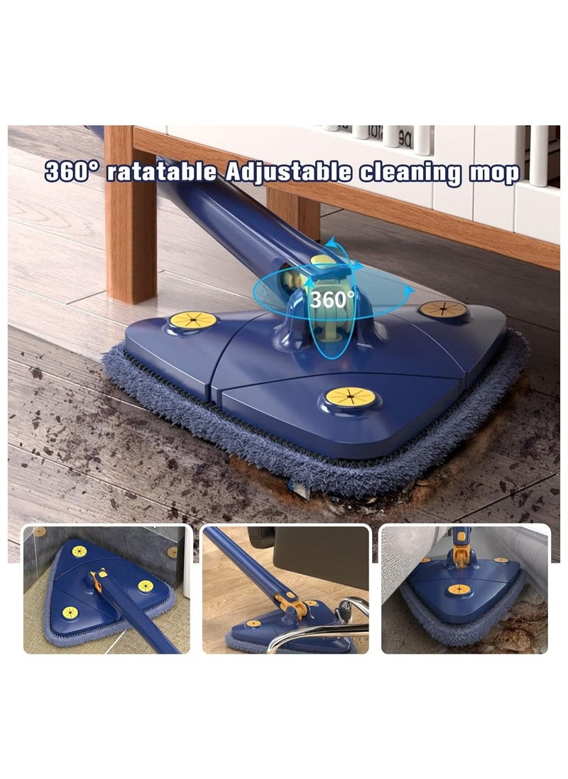 Denx - 360° Rotatable Adjustable Cleaning Mop Extendable Triangle Mop with Long Handle Hand Twist Quick Dry Mop Multifunctional Microfiber Wet and Dry Mop for Floor Wall with 3 Replacement Pads - Image 1