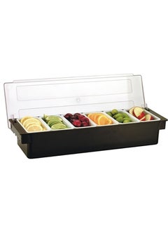 Beauenty Bar Condiment Tray With Lid,ice Cooled Condiment Dispenser Serving Container Chilled Garnish Tray Bar Caddy For Home Work Or Restaurant, Large 6 Compartment Garnish Tray With Lid For Bar  - Image 1
